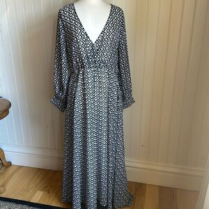 Black and white v neck cross over dress